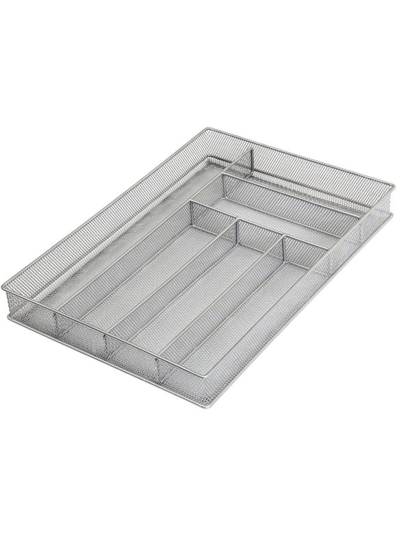 YBM Home Wire Mesh Silver Drawer Organizer for Silverware and Gadgets