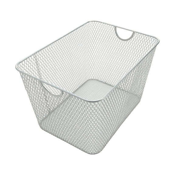 YBM Home Wire Mesh Stainless Steel Bin Storage Basket for Kitchen 14 x 10 x 9, Silver