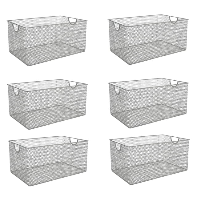 YBM Home Wire Mesh Storage Basket Organizer with Handles 12 x 7.8 x 5.8