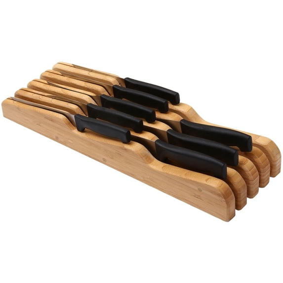 YBM Home in-Drawer Bamboo Kitchen Knife Block Wooden Butcher Knife Holder Storage Organizer for the Home Chef