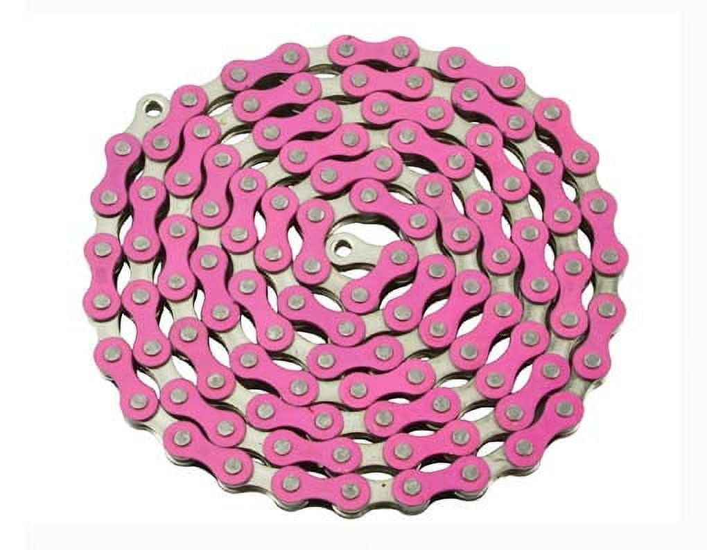 YBN Chain 1/2x1/8x112 Pink/Chrome. for bicycle Chain, bike chain