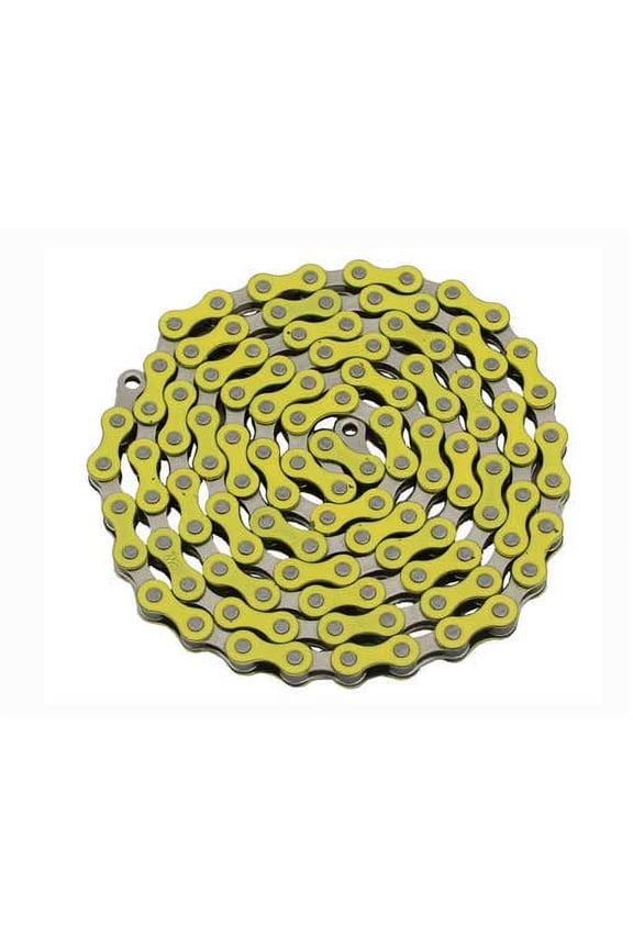 YBN Chain 1/2x1/8x112 Yellow/Chrome. for bicycle Chain, bike chain, lowrider bikes, limos, stretch, bmx, track fixie bicycles
