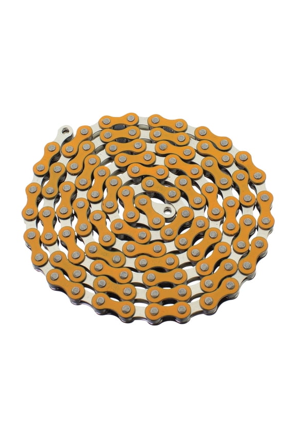 YBN S410 Bicycle Chain (1-Speed, 1/2 x 1/8-Inch, 112L) Two Tone (Orange/Chrome)