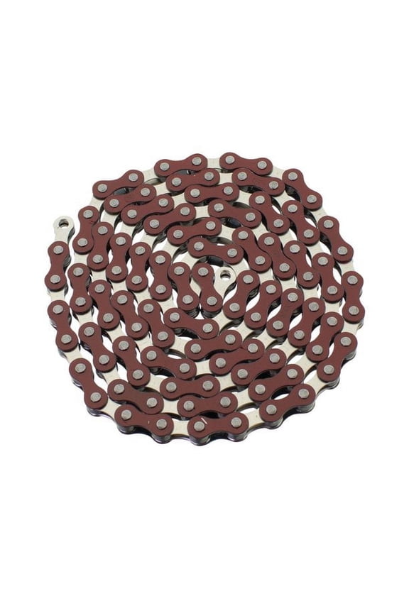 YBN S410 Bicycle Chain (1-Speed, 1/2 x 1/8-Inch, 112L) Two Tone (Red/Chrome)