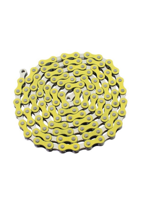 YBN S410 Bicycle Chain (1-Speed, 1/2 x 1/8-Inch, 112L) Two Tone(Yellow/Chrome)