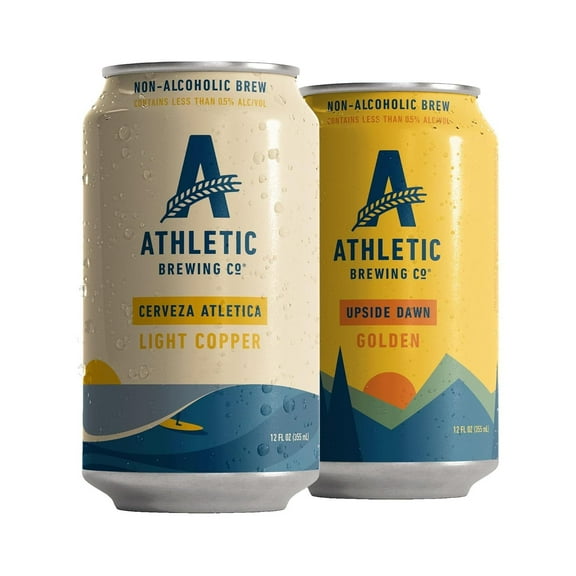 YBQF Craft Non-Alcoholic Beer - 6-Pack Cerveza Atletica and 6-Pack Upside Dawn - Low-Calorie, Award Winning - All Natural Ingredients For A Great Tasting Drink - 12 Fl Oz Cans