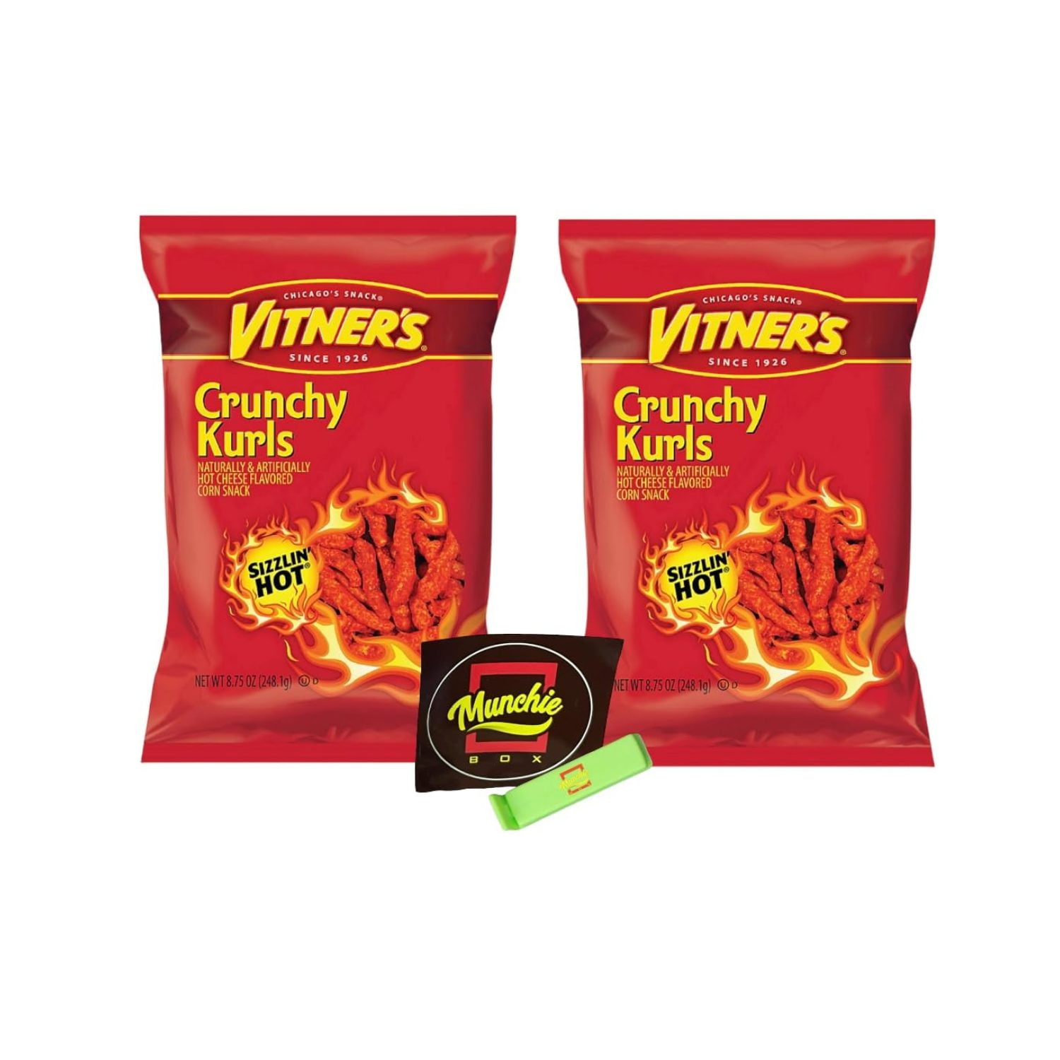 YBQF VITNER'S Krunchy Kurls An old Chicago Original flavor, The YBQF Bundle (Pack of ( 2 ) 8.75 oz Bags)