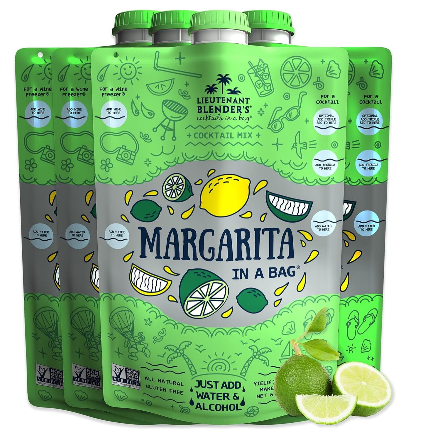 YBQF S Margarita In A Bag Margarita Mix Each Bag Makes 1 2 Gallon YBQF S Margarita Bag Margarita Mix Bag Makes 1 2 Gallon Frozen Margaritas Non GMO Cocktail Mix Blender Needed Add Liquor Wine Mocktail Pack 4 69bc42d5 6eb7 4f5e Abf6