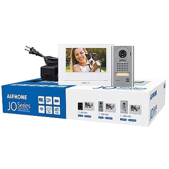 Aiphone JOS-1VW JO Series Mobile-Ready Box Set with Surface-Mount Door Station 7" Video Set, Includes JO-1MDW, JO-DV, PS-1820UL