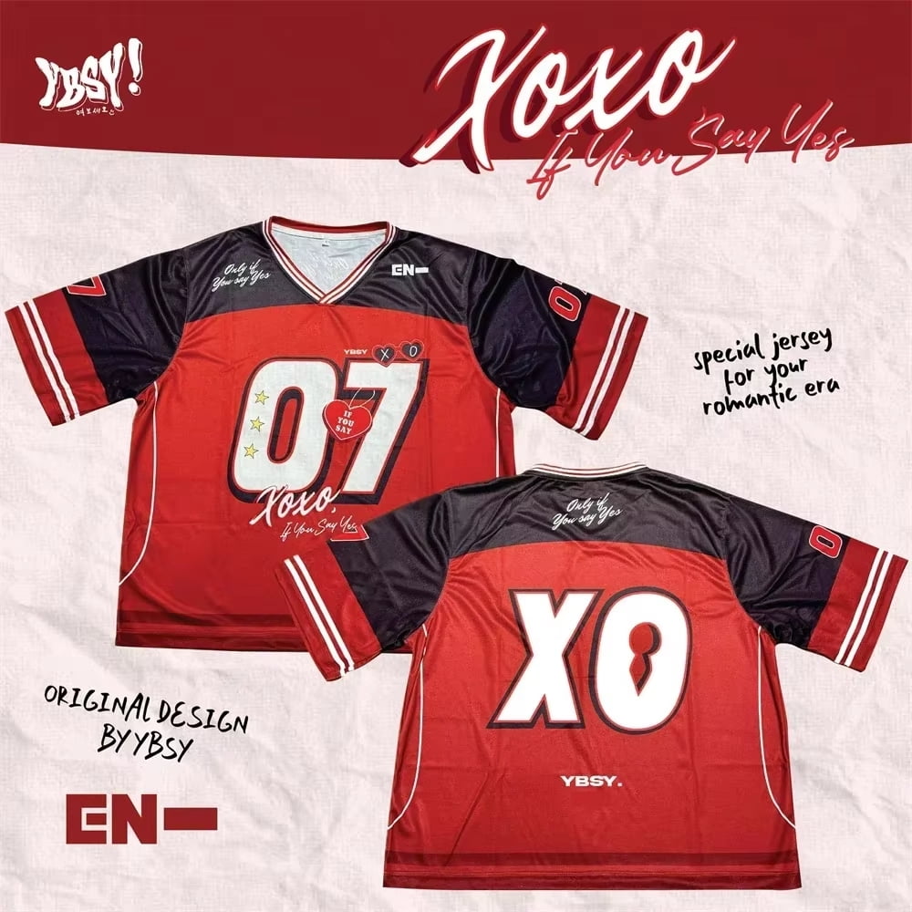 ENHYPEN ユニフォーム YBSY Enhypen XO Jersey 2025 T-Shirt Unisex Short Sleeve Round Neck
