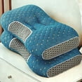 thumbnail image 1 of YBZ 3D Knitted Cotton Massage Pillow 2 Pack - Neck & Back Support - Soft Breathable Fabric - Home, Office, Travel - Pain Relief & Relaxation, 1 of 1