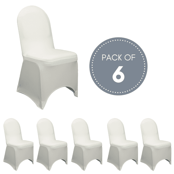 YCC Linens - 6 Pack Stretch Spandex Banquet Chair Covers - Ivory