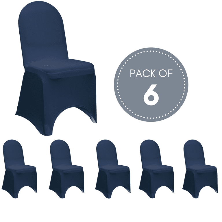 YCC Linens 6 Pack Stretch Spandex Banquet Chair Covers Navy Blue