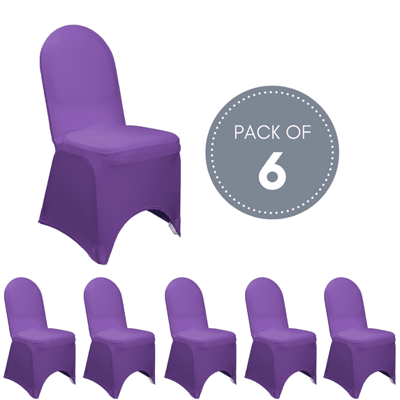YCC Linens - 6 Pack Stretch Spandex Banquet Chair Covers - Purple
