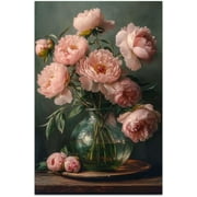 YCCJ-Floral Wall Art, Peonies Painting Moody Wall Art Canvas Prints Pictures Posters Vintage Art Print Farmhouse Décor Flower Wall Décor for Living Room Bedroom (Unframed, 16\\u201dx24\\u201d, Peonies)