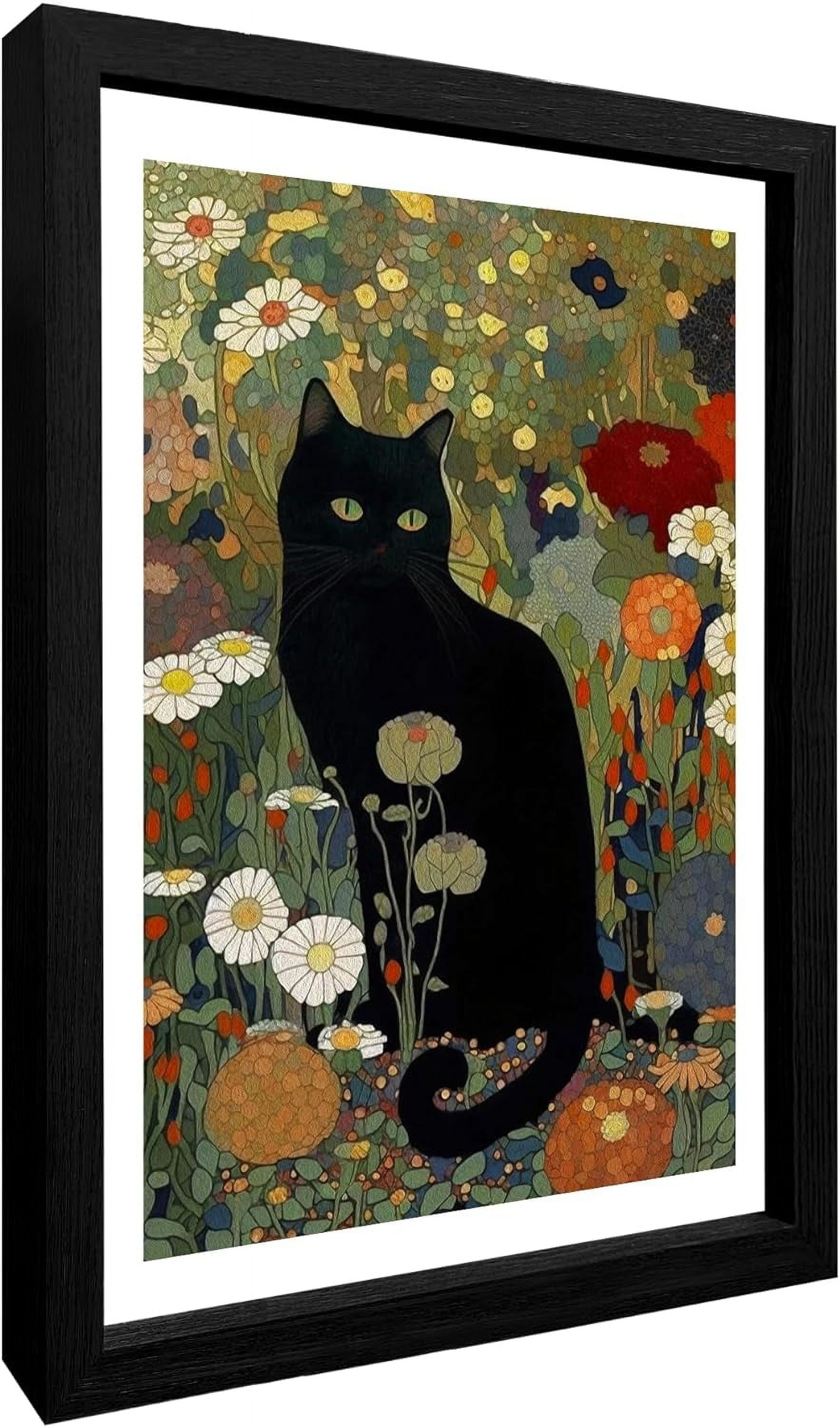 YCCJ-Frame Gustav Klimt Black Cat Wall Art Poster, Gustav Klimt Artwork ...