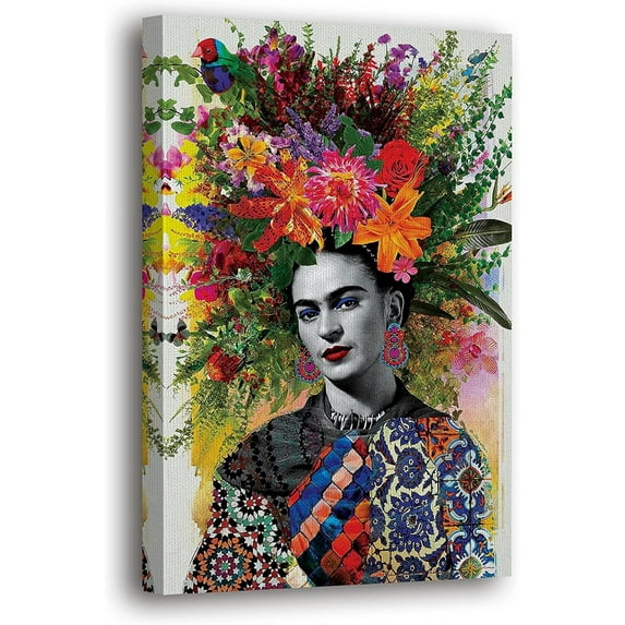 YCCJ-Frida Kahlo Wall Art Print, Home Decor Unframed Poster Wall Art Canvas Artwork for Living Room, Pictures for Bedroom Painting (8"x12" - Ready to Hang, Frida Kahlo Flower Quenn 2)