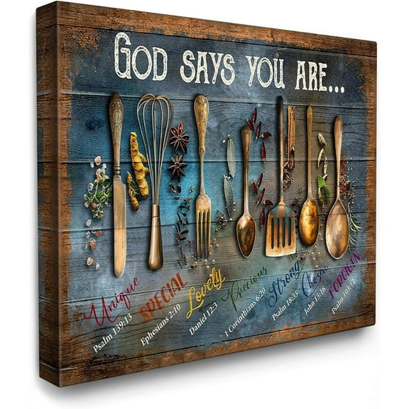 YCCJ-Kitchen Canvas Wall Art Spoons and Spices Painting Kitchen Wall Decor UnUnframed Posters Home for Living Room Bedroom Bathroom Decoration 16x20 inch