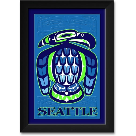 YCCJ-Seattle Seahawk Unframed Art Print from Original Illustration by Artist Dion Joseph Joseph Unframed Art Size: 14" x 20"