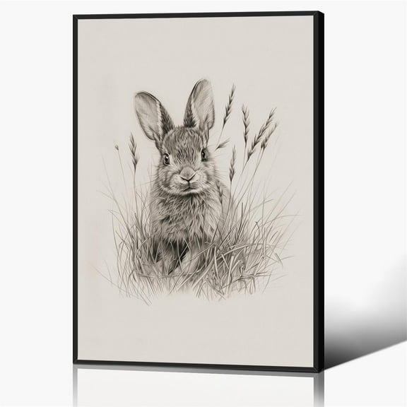 YCCJ-Vintage Easter Bunny Canvas Wall Art, Antique Spring Rabbit Painting, Rustic Dark Moody Rabbit Poster, Retro Esater Art Canvas, Cute Farmhouse Animal Wall Art, Nursery Wall Art 16x24in Unframed
