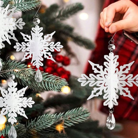 YCCMML Acrylic Snowflake Ornaments & Christmas Hanging Snowflakes, 2Pcs Transparent Icicle Drop Decorations for Christmas Tree and Holiday Home