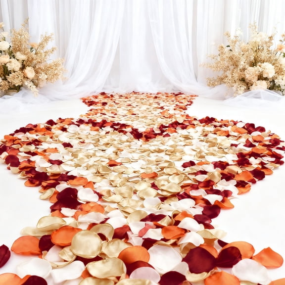 YCCMML Fall Wedding Decor & Flower Petals, Orange Silk Rose Petals Artificial for Wedding Aisle Decorations and Table Scatter