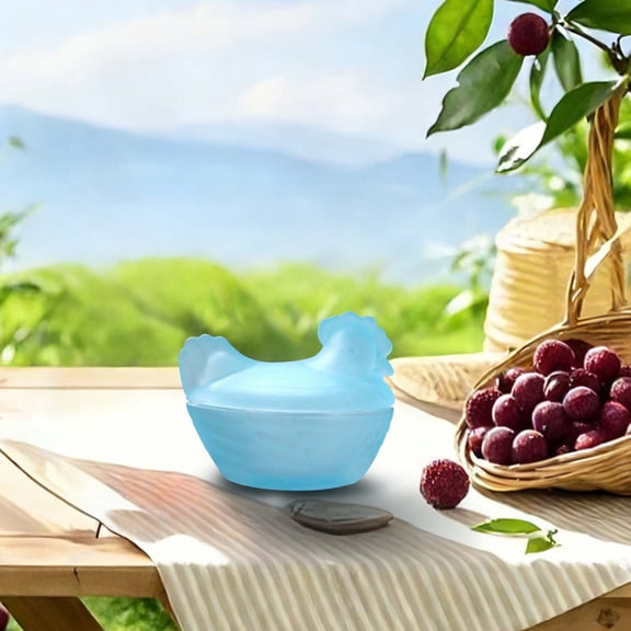 YCCMML Glass Hen on Nest Candy Dish with Lid, Chicken Shaped Snack Bowl for Easter Table Decor