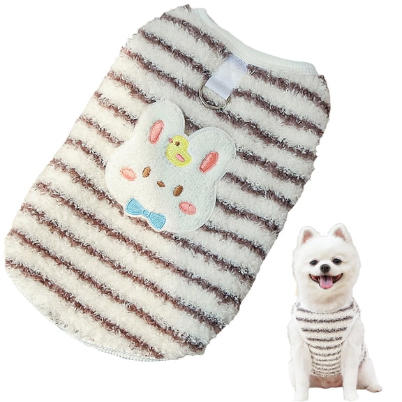 YCCMML Pet Sweater, Autumn Winter Knitted Dog Clothes with Cute Heart Pattern & Plush Striped Vest Design