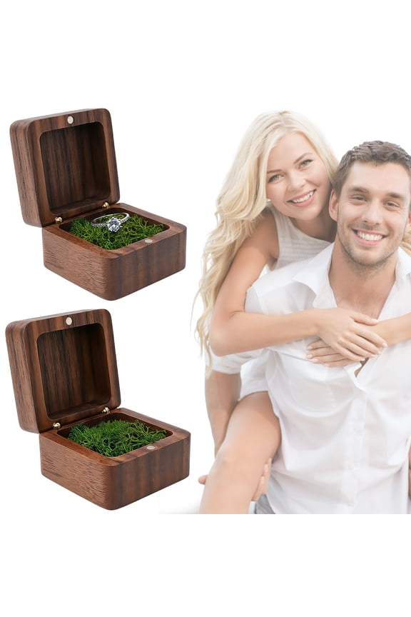 Proposal Ring Box, Handmade Solid Walnut Wood Engagement Ring Holder, Rustic Single Jewelry Box