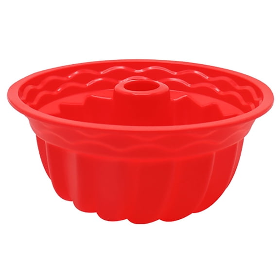 YCCMML Silicone Baking Molds, European Grade 9 Inch Tube Bakeware Red Non-Stick Cake Pan for Easy-Release Bundt Cake & Gelatin