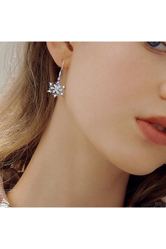 Snowflake Earrings for Women & Snowflakes Earrings, Light Blue White Elegant Winter Sparkling Dangle Jewelry for Christmas Holiday Gift
