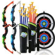 YCFUN 2 Pack Bow and Arrow Toy Set for Kids Boys Girs with Target&Quiver, Archery Targets Outdoor Toys for Toddlers 3+