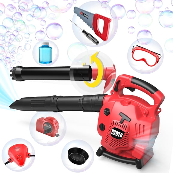 YCFUN 2 in 1 Kids Leaf Blower and Bubble Toy, Real Working Play Garden Tool Set with Airflow & Sound, Outdoor Yard Toy for Kids Boys Girls Ages 3-6