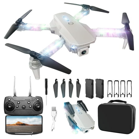 YCFUN Drone with Camera, Foldable FPV RC Drone for Kids with 2 Batteries, LED Lights & 360° Flips, Beginner RC Quadcopter for Kids Adults