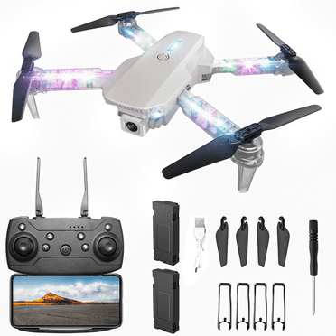 YCFUN Drone with Camera, Foldable FPV Mini Drones for Kids Beginners with 2 Batteries, RC Quadcopter with One-key Takeoff, 360° Flips, LED Lights