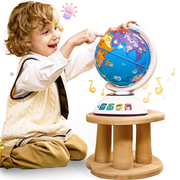 YCFUN Interactive Globe with Music for Toddlers, Kids Preschool Learning Toys with Q&A Quiz, Globe Gift for Boys Girls Toddlers 1-3 3-6 Years