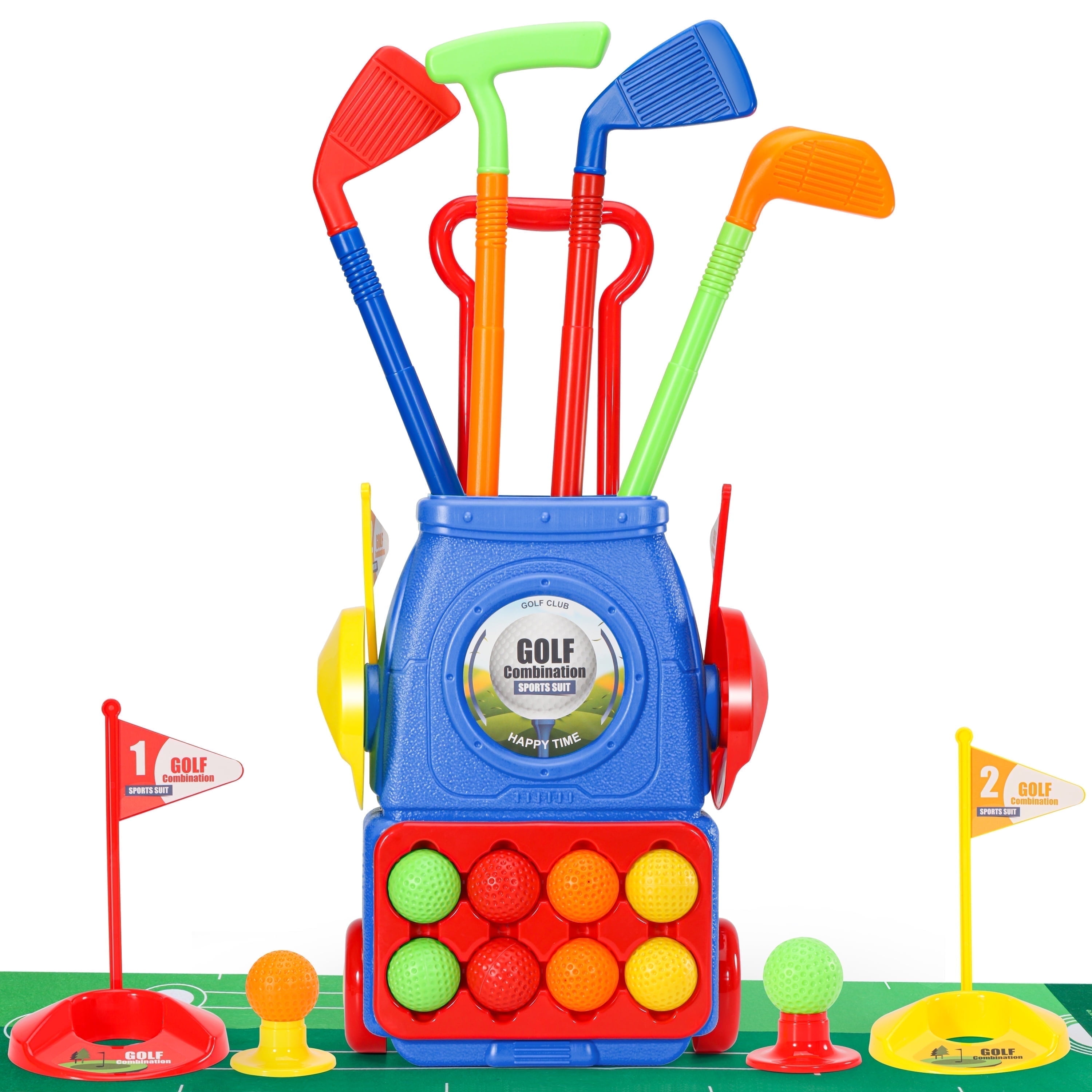 YCFUN Kids Golf Toy Set, Toy Golf Clubs Set with Golf Cart, 8 Balls and 4 Kids Golf Clubs, Toddler Golf Set for Boy Age 3-8