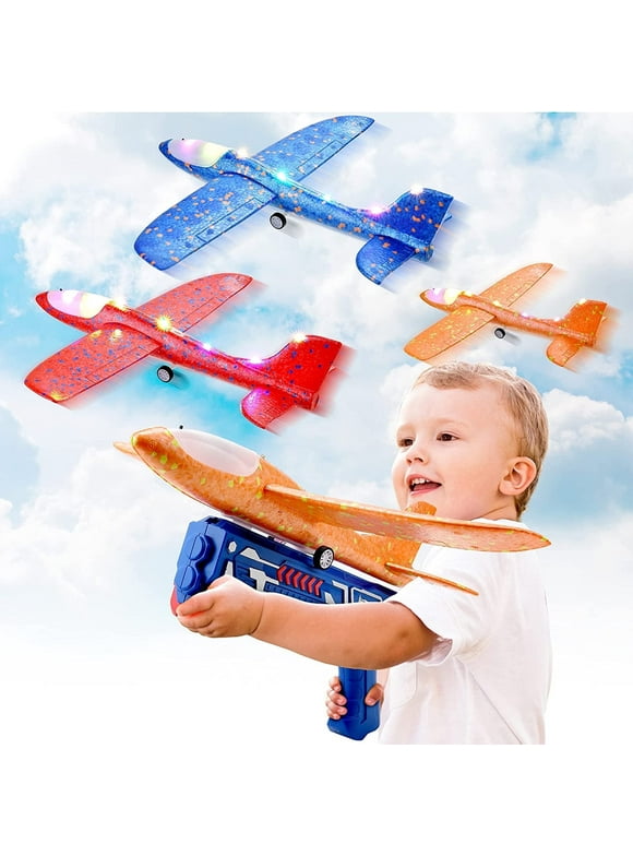 YCFUN Kids Toys Age 1-3 4-8, 3 Pack Foam Airplanes Glider Planes with Launcher, Toy Airplane Gifts for Boys Toddlers