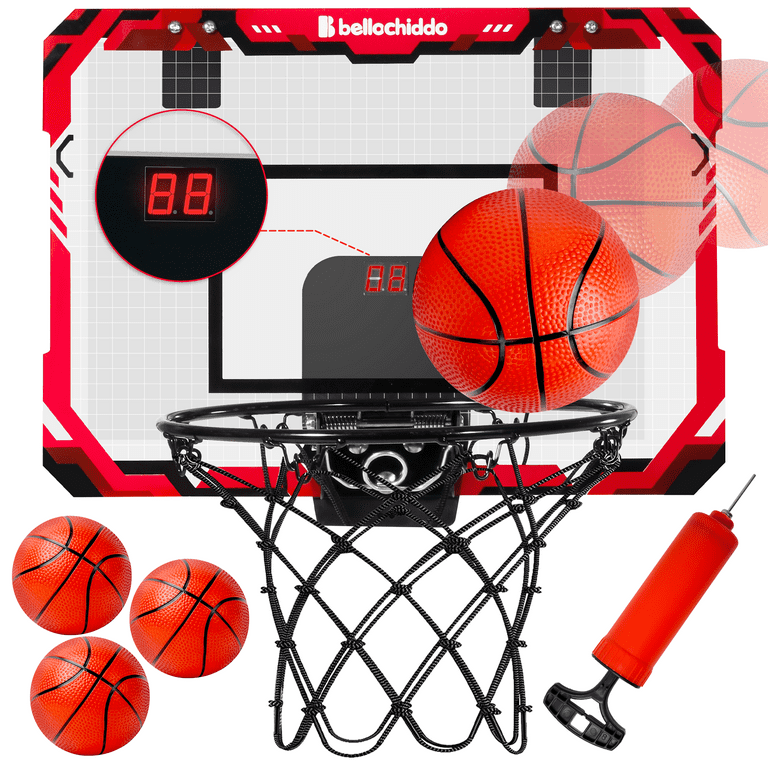 YCFUN Mini Basketball Hoop for Kids Teens Adults, Indoor Hoop Over the Door  with Electronic Score Record and Sounds 