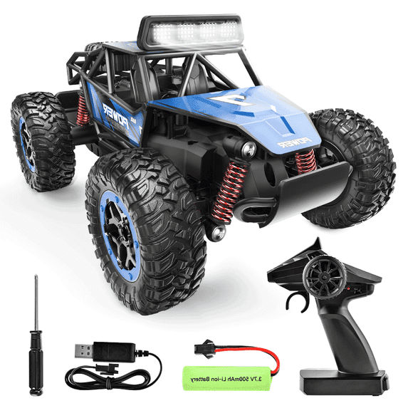 YCFUN Remote Control Cars for Kids, 1:20 Scale RC Monster Trucks with Lights, All Terrain off Road RC Cars for Kids 3-6 6-12