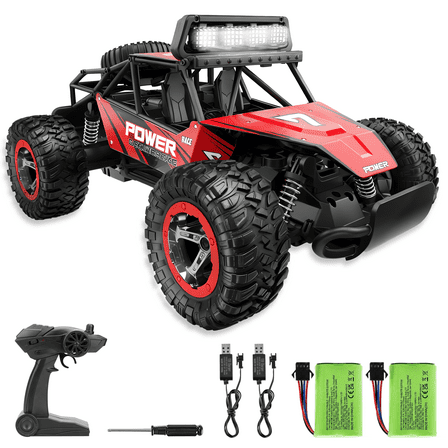 YCFUN RC Cars, 1:14 Scale Off-Road RC Monster Truck with Lights, Metal Shell & 2 Batteries, 2.4Ghz Remote Control Car Crawler for Kids Adults