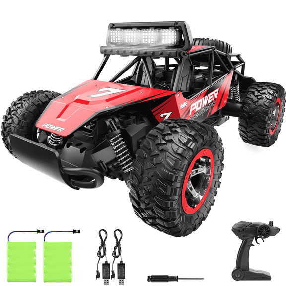 YCFUN RC Car for Kids, 1:14 Scale Off-Road RC Car with Lights & 2 Rechargeable Batteries, Remote Control Monster Truck Toy for Boys Girls Adults