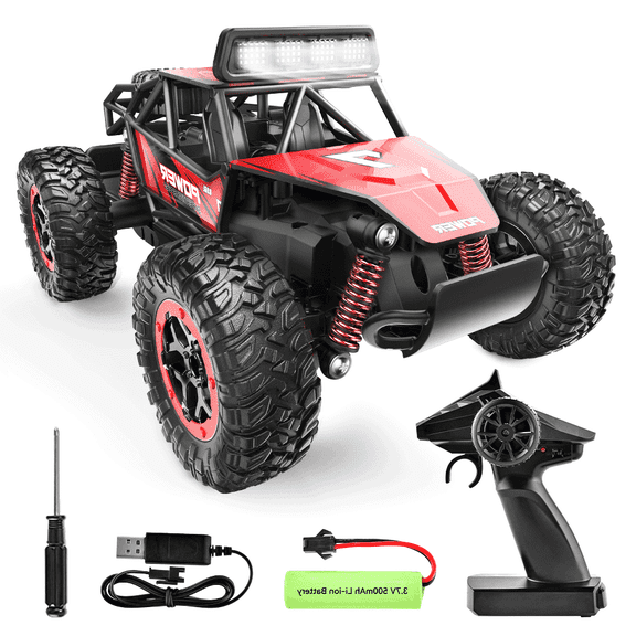 YCFUN Remote Control Cars for Kids, 1:20 Scale off Road RC Monster Trucks Crawler with Headlight, Electric RC Cars Vehicle for Kids Boys (Red)