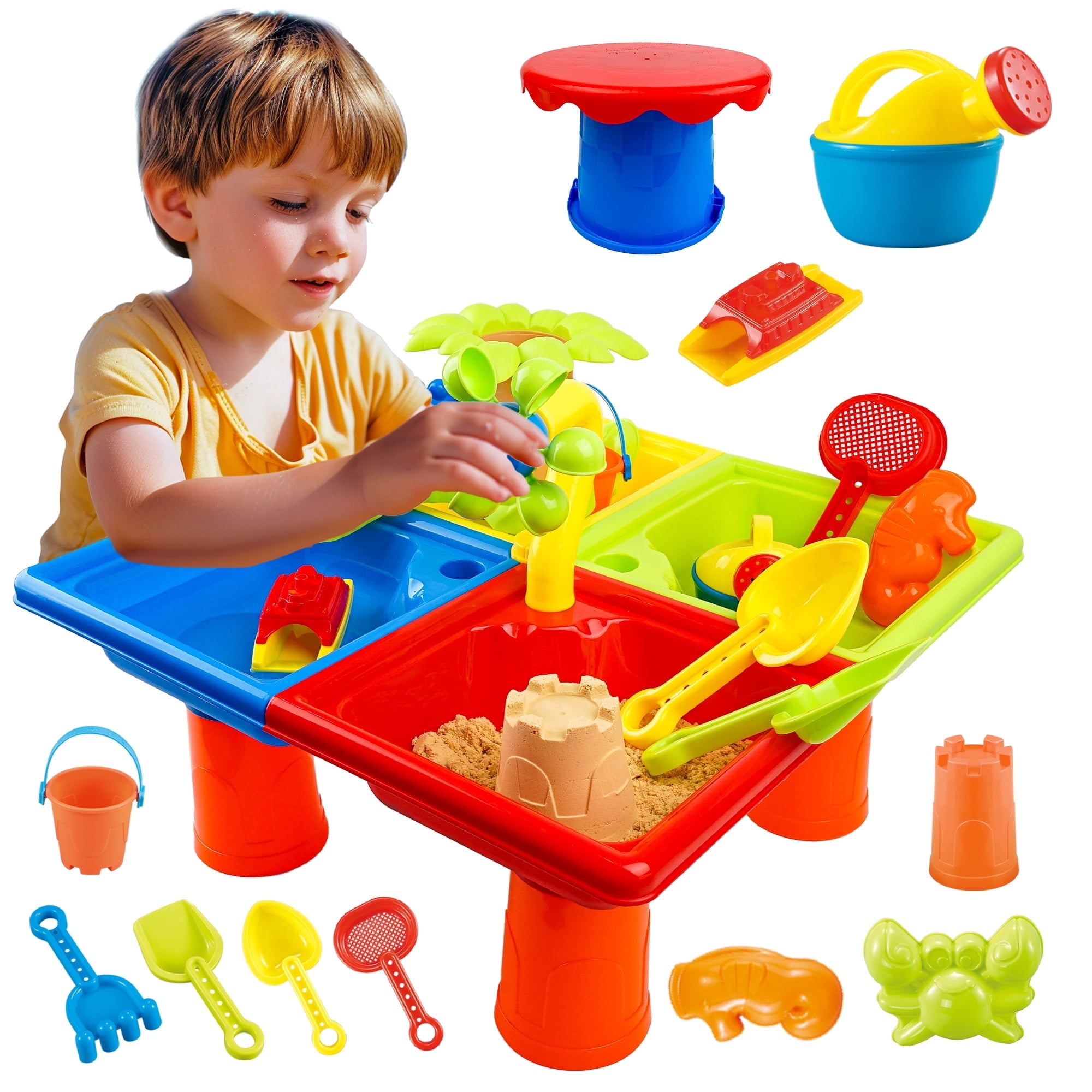 YCFUN Sand and Water Play Table Toys Outside Beach Toys for Toddler Boys Girls Age 1-3 3-7