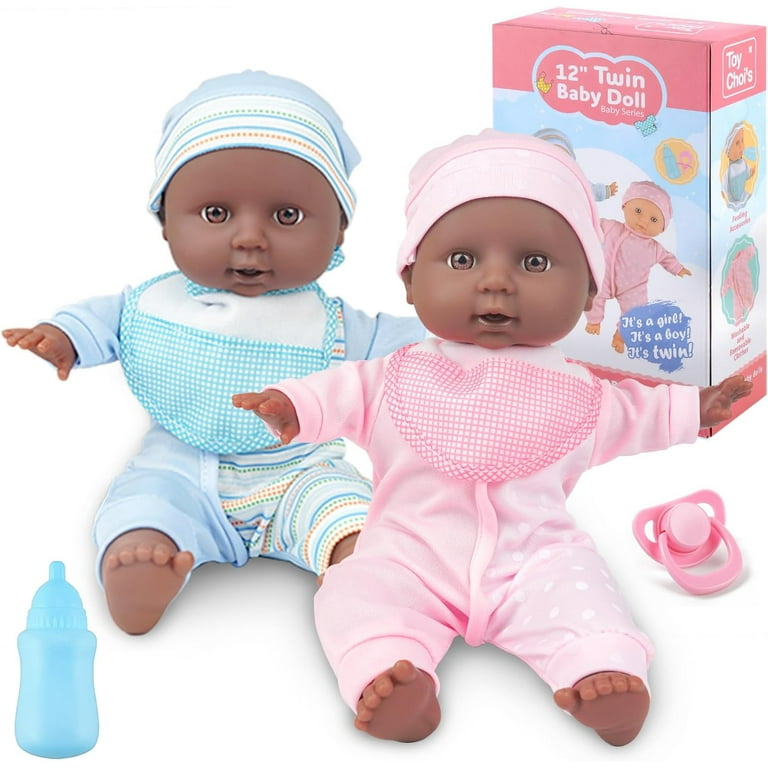 Baby Doll YCFUN 12 inch Twin Dolls Baby Girl Toys for 2 5 Year Old Toddlers Kids Girls Boys Black