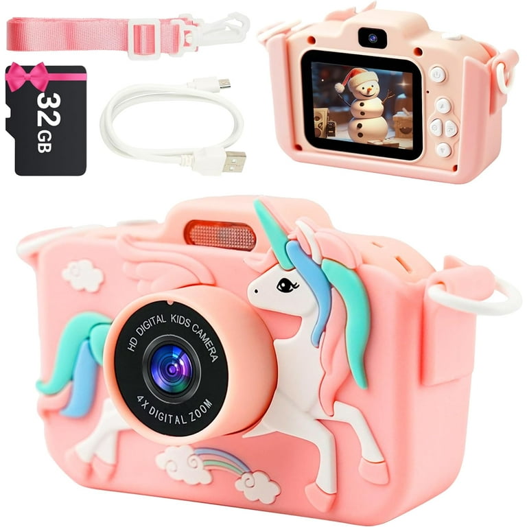Kids Digital Camera - HD Upgrade for Girls & Boys Age 3-10 - 32GB SD Card,  Silicone Cover, Christmas & Birthday Gifts