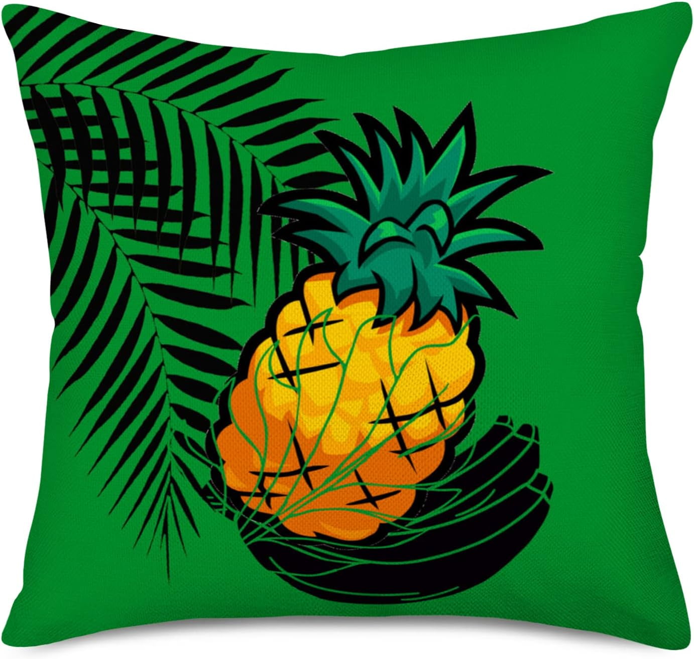 YCHII Blue Beach Pink Flip Flops Pillow Covers 18x18 Inch Summer Tropical Palm Trees Ocean Sea