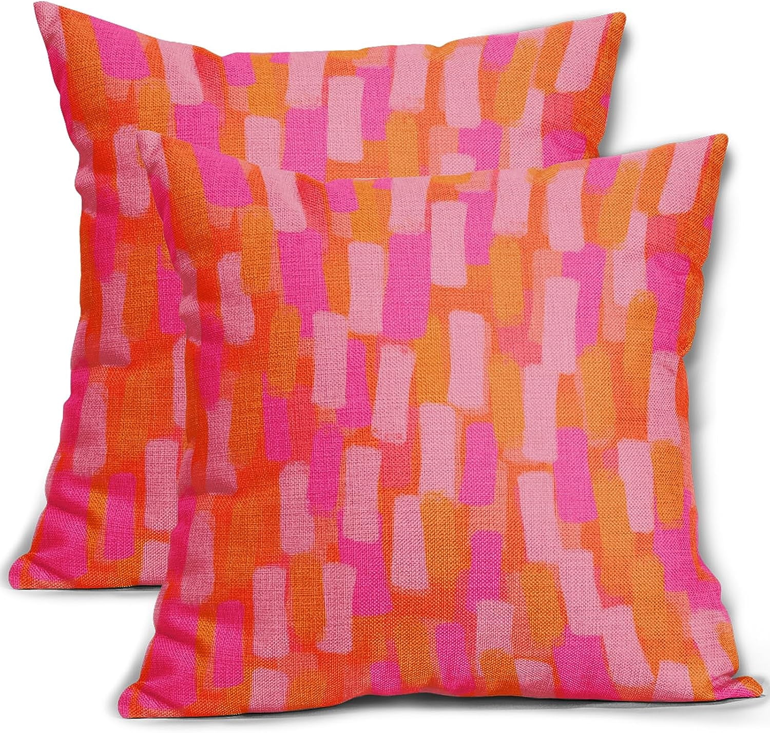 YCHII Pink and Orange Throw Pillow Covers Hot Pink Retro 70s Paint