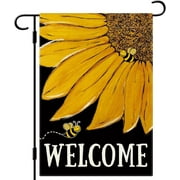 YCHII Sunflower Welcome Garden Flag Bee Garden Flag Vertical Double Sided Bee Kind Welcome Farmhouse Holiday Outside Decoration Yard Flag