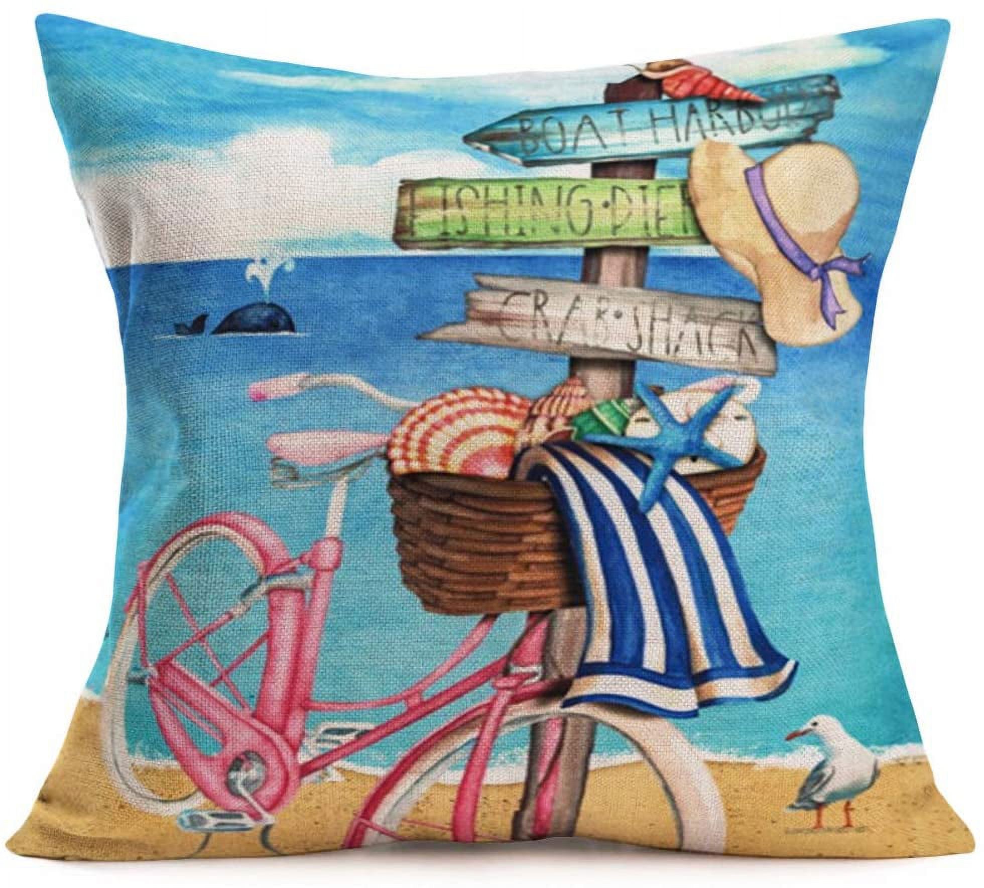 YCHII Coastal Decor Throw Pillow Covers Ocean Beach Theme FlipFlops Pillow Cover Bare